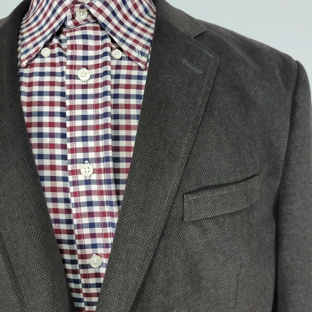Pronto‎ Uomo Men's Sport Coat Blazer Two Button Brown Sued Polyester Size XXL